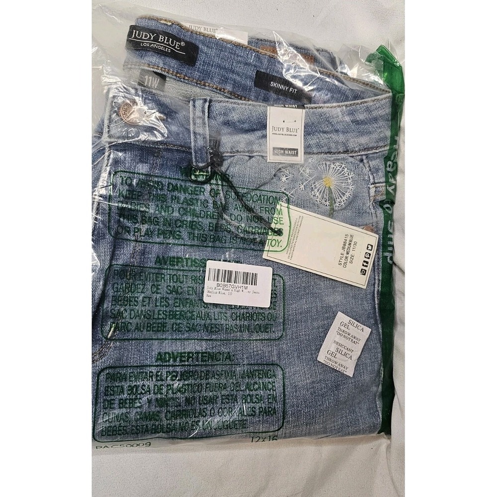 NWT Judy Blue Dandelion Skinny High Waisted Medium Blue size 11W - Picture 7 of 7